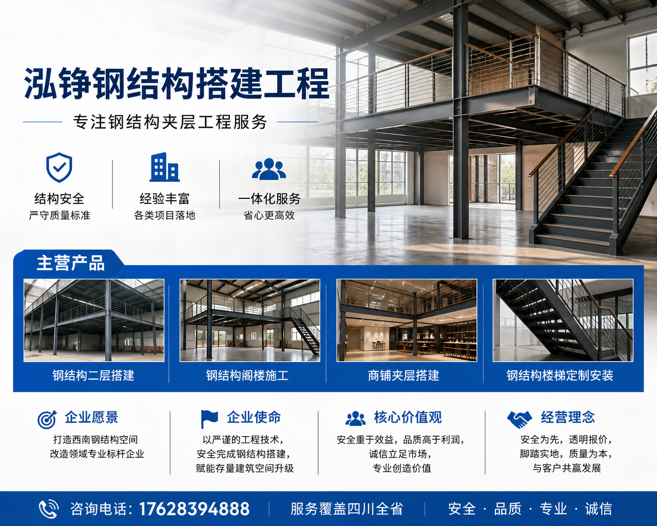 成华钢结构平台搭建工程队/室内加建二层工程队/钢结构二层搭建施工公司推荐